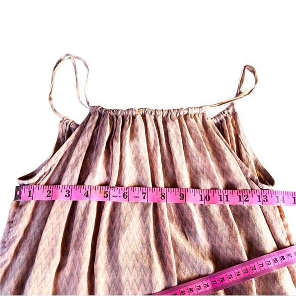 Acacia Silk Babydoll Mini Dress in Original Pink and Gray Zig Zag Print - Picture 14 of 16